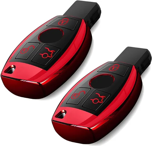 Vista 13 de Intermerge para funda de llavero Mercedes Benz, funda de llave de TPU suave premium compatible con Mercedes Benz C E S M CLS CLK G Class, llave Azul