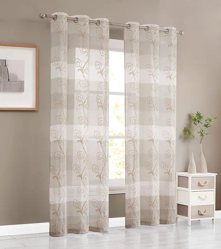 Vista 7 de Dainty Home Silvia - Par de paneles de ventana con bordado floral de chenilla de 76 x 84 pulgadas, color azul, SILV7684BL