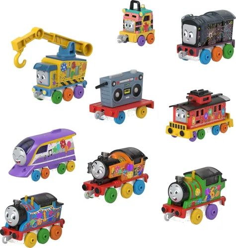 Vista 2 de Thomas & Friends Juego de regalo de trenes de juguete Thomas' 7 días de sorpresas, 10 vehículos fundidos a presión con carga para niños a partir