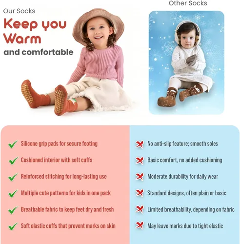 Vista 5 de Baby Socks with Grip 6 pairs Non anti Slip Thick Winter Warm cotton Infants