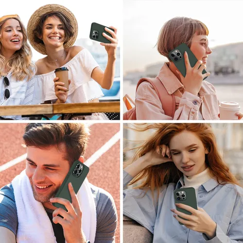 Vista 6 de bemal Funda para iPhone 14 Pro con protector de pantalla, silicona líquida de ajuste delgado, forro de microfibra suave, diseñada para mujeres
