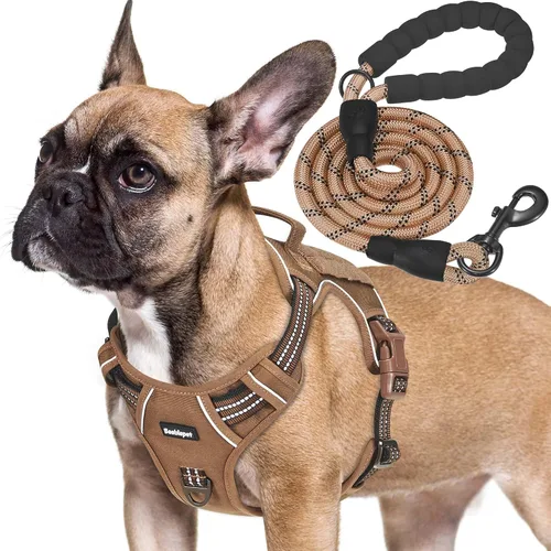 Vista 12 de Beebiepet Arnés táctico resistente para perros pequeños, arnés ajustable sin tirones para mascotas, arnés reflectante de servicio de entrenamiento