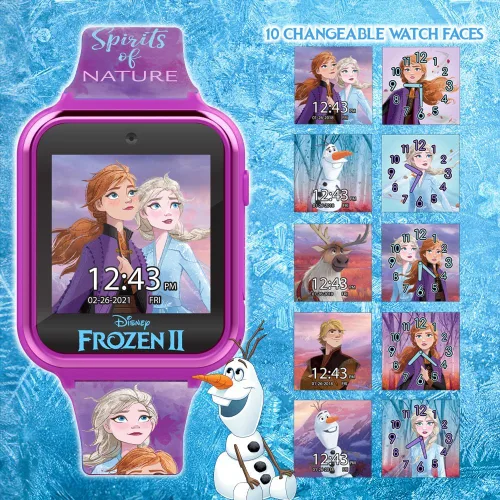 Vista 3 de Accutime Reloj inteligente Disney Frozen para niños con cámara para niños y bebés - Reloj inteligente interactivo para niños y niñas