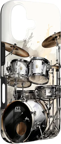 Vista 3 de Vintage Drum Set Drawing Funda para iPhone 17