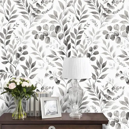 Vista 12 de Floralplus Papel tapiz autoadhesivo de hojas de eucalipto bohemio para baño, apto para inquilinos, papel tapiz extraíble, papel adhesivo adhesivo