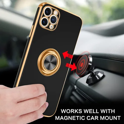 Vista 3 de BENTOBEN Funda compatible con iPhone 11 Pro con soporte de anillo de 360°, a prueba de golpes, soporte magnético, soporte magnético, soporte