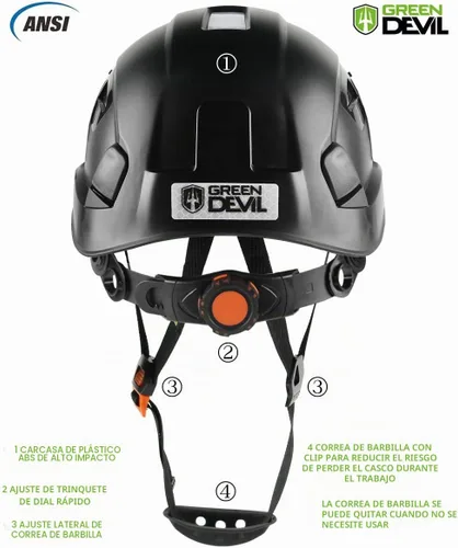 Vista 4 de GREEN DEVIL Casco de Seguridad Casco Duro con Visera Correa de Barbilla Ajustable Ligero Ventilado ABS Casco de Trabajo para Hombres y Mujeres