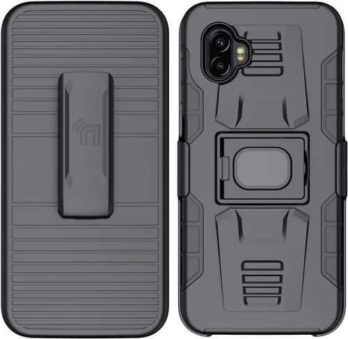Vista 2 de Funda con clip para Galaxy XCover 6 Pro, Nakedcellphone Funda de agarre de anillo resistente con soporte [placa de montaje integrada]