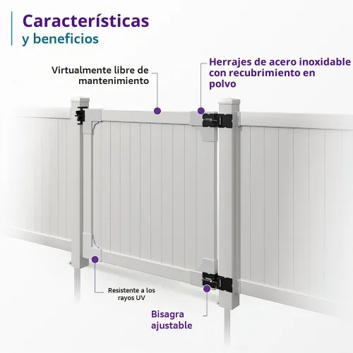 Vista 3 de WamBam Westport - Puerta de privacidad, vinilo blanco, kit de bricolaje sin excavación Privacidad de 4 pies de alto x 4 pies de ancho