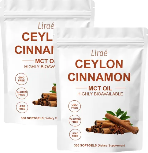 Vista 7 de LIRAE Cápsulas blandas de canela de Ceilán con aceite MCT, extracto de hierbas altamente biodisponible, sin OMG, sin gluten, 300 cápsulas blandas (1)