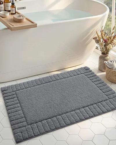 Vista 13 de DEXI - Alfombras de baño de 16"x24", alfombras antideslizantes para el suelo del baño, alfombra de baño ultrasuave y absorbente para la ducha, Beige