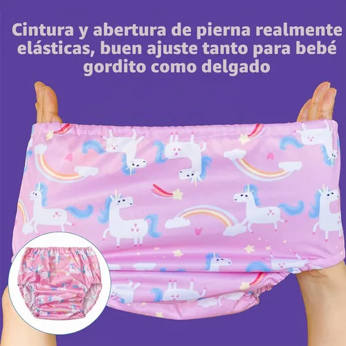 Vista 2 de BISENKID Funda de pañales impermeable para pantalones de plástico para niños pequeños, buena ropa interior de plástico elástica para niñas pequeñas