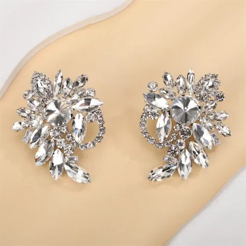Vista 4 de Sither Aretes de diamantes de imitación para mujer, aretes de cristal colgantes grandes, joyería para fiesta de graduación, Halloween, regalo