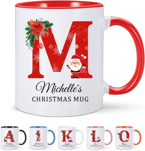Vista 10 de Tazas de Navidad personalizadas, taza de café de Navidad con renos y nombre, regalos de Navidad para niños, niñas, niños, taza de chocolate caliente