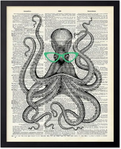 Vista 94 de Poster Master Póster de pulpo para parejas, póster de diccionario, arte Kraken, regalo romántico para él, ella, amantes, decoración náutica