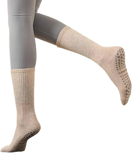 Vista 4 de Calcetines de yoga antideslizantes para mujer, pilates, barras, bailes, descalzos, 1 par