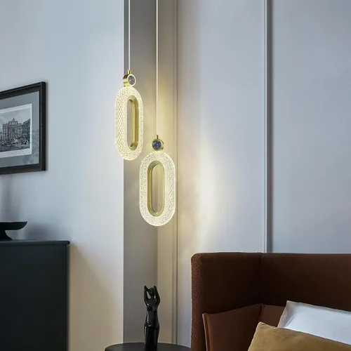 Vista 2 de Iluminación colgante para isla de cocina, luces LED regulables, modernas, doradas, para dormitorio, pasillo, entrada, cocina, isla (2 luces)