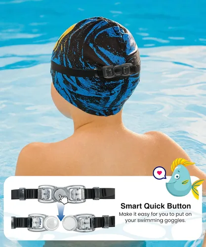 Vista 5 de NSSIW Gafas de natación para niños, antiniebla, sin fugas, con clip para la nariz, tapones para los oídos para niñas, niños y jóvenes, 6-14, paquete