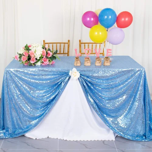 Vista 15 de AMZLOKAE Mantel de Lentejuelas Cuadrado 50x50 Azul Bebé Cubierta de Mesa con Purpurina Manteles para Fiestas Mantel Sin Costuras Azul Claro