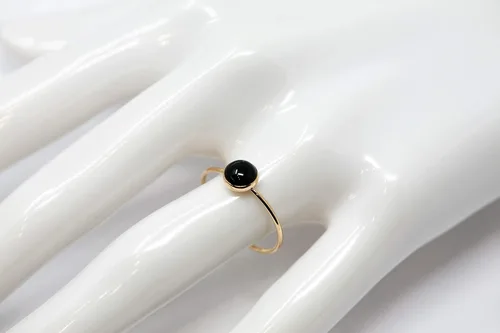 Vista 2 de Salish Sea Inspirations 6mm Black Onyx 14K Gold Filled Skinny Ring Sizes 5-8