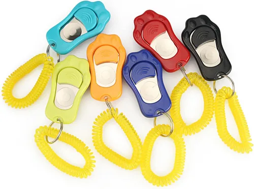 Vista 7 de Clicker Training para perros, clicker de perro con correa de muñeca, 3 niveles de volumen ajustables para entrenamiento de perros para gatos y Una