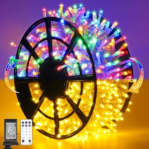 Vista 25 de JMEXSUSS - Tira de 100 luces led para interiores, 8 modos, enchufables, parpadeantes, 33 pies, luces navideñas para exteriores, a prueba de agua