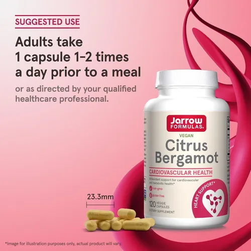 Vista 7 de Jarrow Formulas Bergamota cítrica de 500 mg-120 porciones (cápsulas vegetales) - Apoyo antioxidante para la salud cardiovascular y metabólica