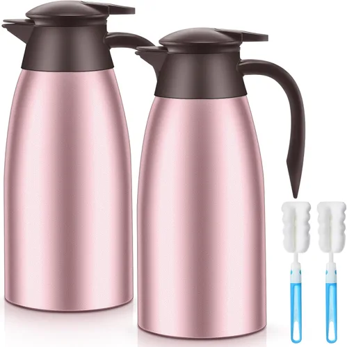 Vista 17 de Norme 2 jarras térmicas de café de acero inoxidable aisladas para líquidos calientes, dispensador térmico de jarra con cepillos para mantener