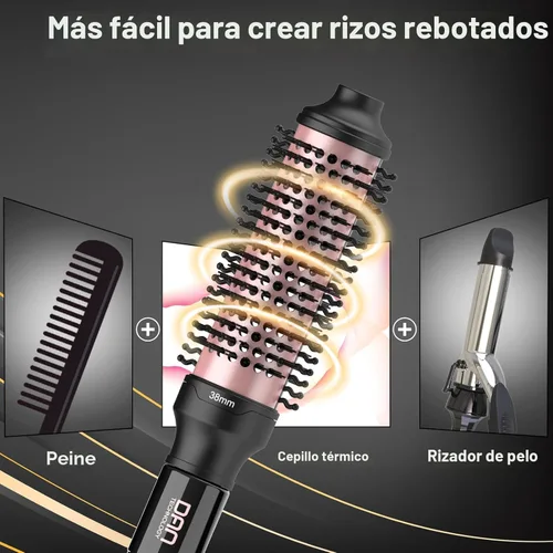 Vista 3 de DAN Technology Cepillo térmico, cepillo redondo calentado que no sopla, cepillo de cerámica para aspecto de soplado, cepillo de rizado de viaje
