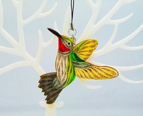 Vista 13 de Colección Quilling Bird Lovers – Adornos de quilling hechos a mano para amantes de los animales, decoraciones para el hogar y días festivos, dijes