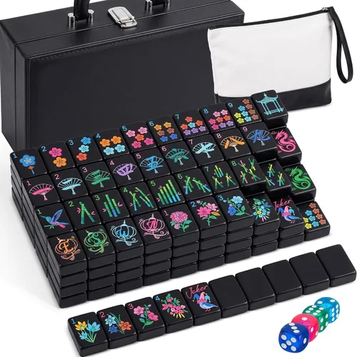 Vista 8 de Soulchen Juego de mahjong americano Sunset Blossom de 1.2 pulgadas, 168 Naranja