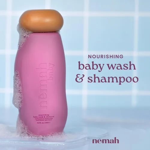Vista 6 de Nemah Jabón y champú para bebés, lavado de bebé 2 en 1 para cabello y cuerpo, champú sin lágrimas y gel de baño con manzanilla, aloe vera y aceite