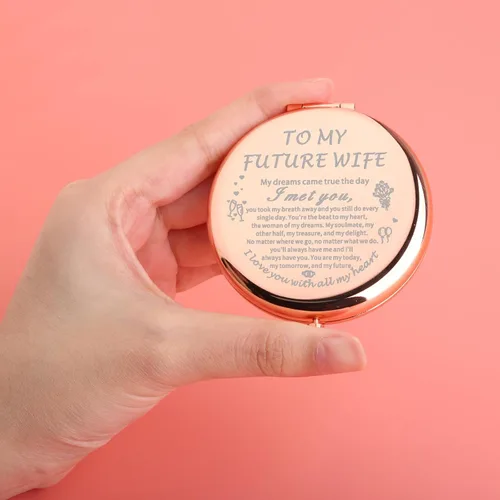 Vista 6 de UJIMS Regalos para mi futura esposa, espejo de maquillaje de novia para ser novia, regalo de compromiso para alma gemela, prometida, boda