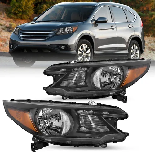 Vista 15 de JSBOYAT Conjunto de Faros Delanteros de Reemplazo para Honda CR-V 2012-2014 Faro Delantero Lámpara Halógena con Bombillas, Carcasa Negra con Carcasa