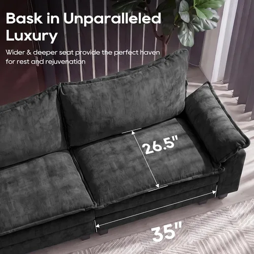 Vista 5 de URRED - Sofá seccional modular Cloud, sofá moderno en forma de L de 87" con profundidad de asiento con otomana y almohadas, ultra cómodo sofá