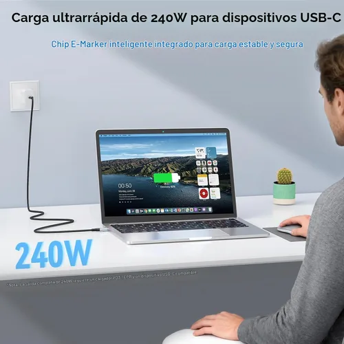 Vista 4 de ZeroneTeck Cable USB C de 40Gbps para Thunderbolt 4 de 0.5 pies, 6 pulgadas, transferencia de datos de 40Gbps, [8K@60Hz/Dual 4K@60Hz] Cable corto