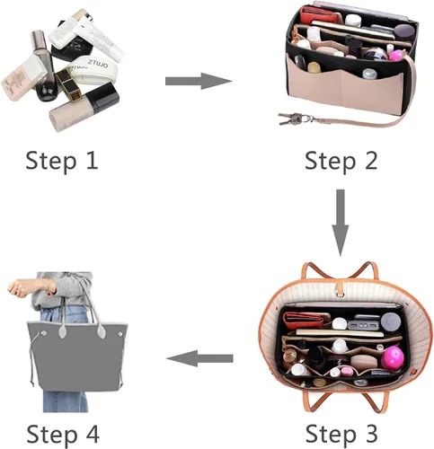 Vista 6 de ZTUJO Organizador de bolso, organizador de bolsa de fieltro con cremallera de metal, bolso y moldeador de bolso, para Speedy Neverfull Tote, 7