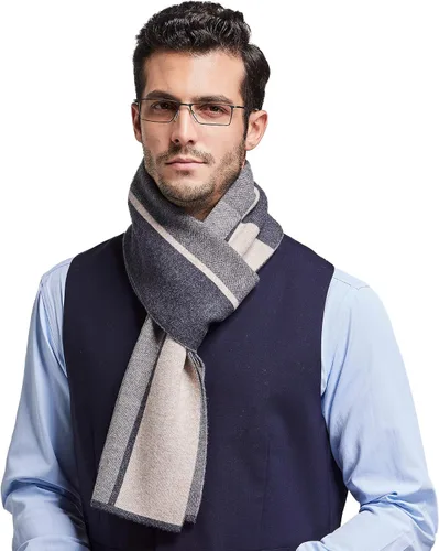 Vista 7 de RIONA Men's 100 Australian Merino Wool Scarf Knitted Soft Warm Neckwear negro (9001_black)