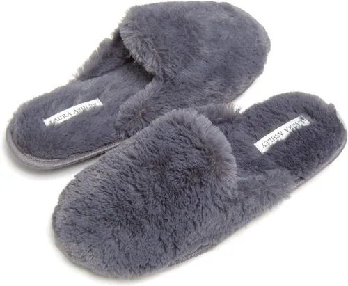 Vista 2 de Laura Ashley Pantuflas de felpa para mujer con espuma viscoelástica