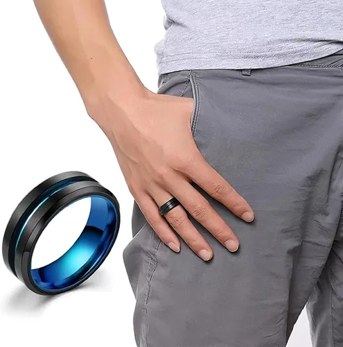 Vista 4 de FlgarGO 4 anillos de acero inoxidable para hombres Anillos giratorios para aliviar la ansiedad Anillos antiestrés Juego de anillos giratorios