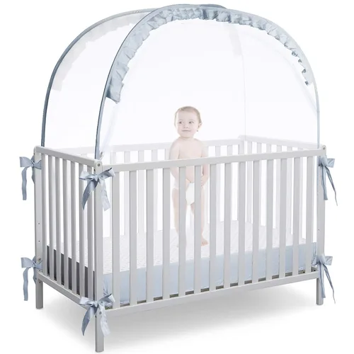 Vista 12 de L RUNNZER Tienda para Pack N Play, Tienda para Cuna de Bebé para Evitar que el Bebé se Escape Trepando, Red Emergente para Cunas para Pack and Play