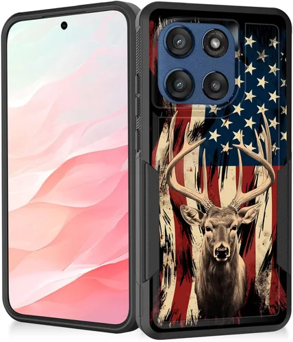 Vista 139 de Funda para Moto G Play 4G 2024, resistente de doble capa híbrida de policarbonato duro, goma suave, a prueba de golpes, funda protectora resistente