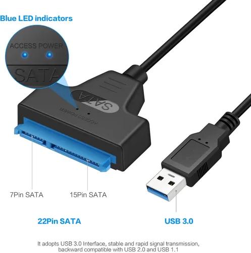 Vista 12 de Cable adaptador SATA a USB 3.0 para adaptador de disco duro SSD HDD de 2.5