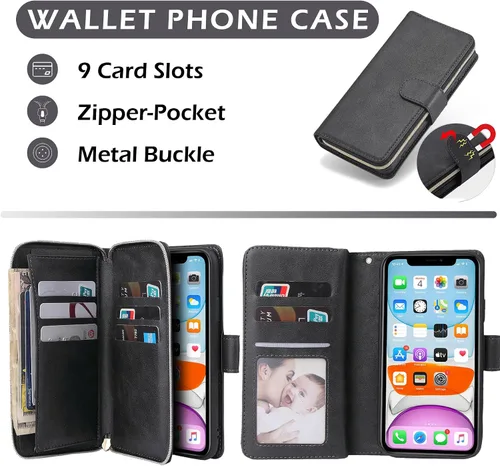 Vista 2 de Funda tipo cartera de cuero con 9 tarjetas para Samsung Galaxy S20 Series