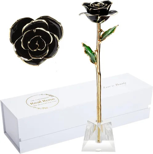 Vista 12 de Regalos para mamá, rosa dorada, rosa bañada en oro hecha de rosa real, regalos para ella y los mejores regalos para la madre, rosas doradas