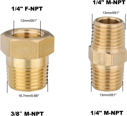 Vista 2 de Juego de adaptadores de accesorios para lavadora a presión, kit reductor NPT 1/4" NPT de 3/8