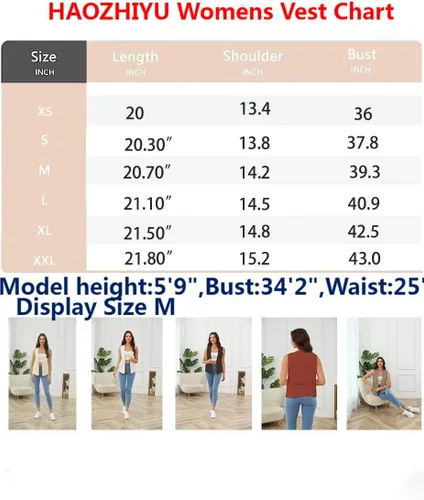 Vista 6 de HAOZHIYU Women's Sleeveless Cotton Linen Vest Fashion Casual V Neck Waistcoat lightweight Tops