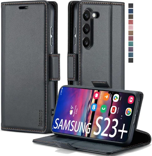 Vista 34 de japezop Compatible con Samsung Galaxy S23 5G - Funda tipo cartera con bloqueo RFID, tarjetero y función atril magnético, funda de piel con tapa