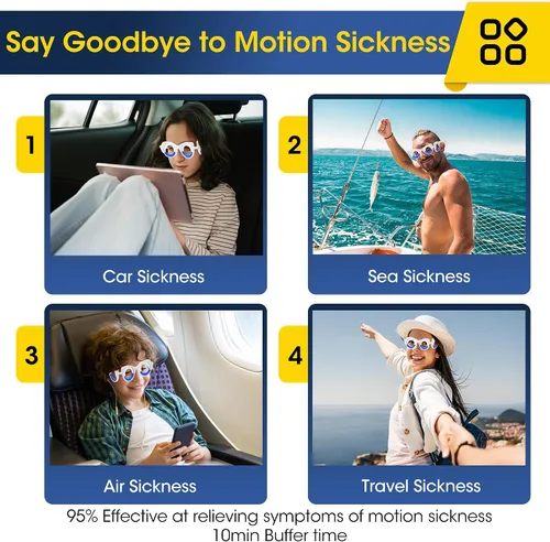 Vista 3 de NEOISM Gafas de mareo por movimiento, gafas para enfermedad de automóvil, alivian el mareo, mareo y mareo, portátiles, antináuseas, para adultos