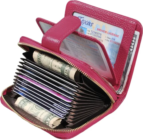 Vista 3 de Beurlike billetera de cuero, con tarjetero con bloqueo RFID, organizador, billetera segura para mujer